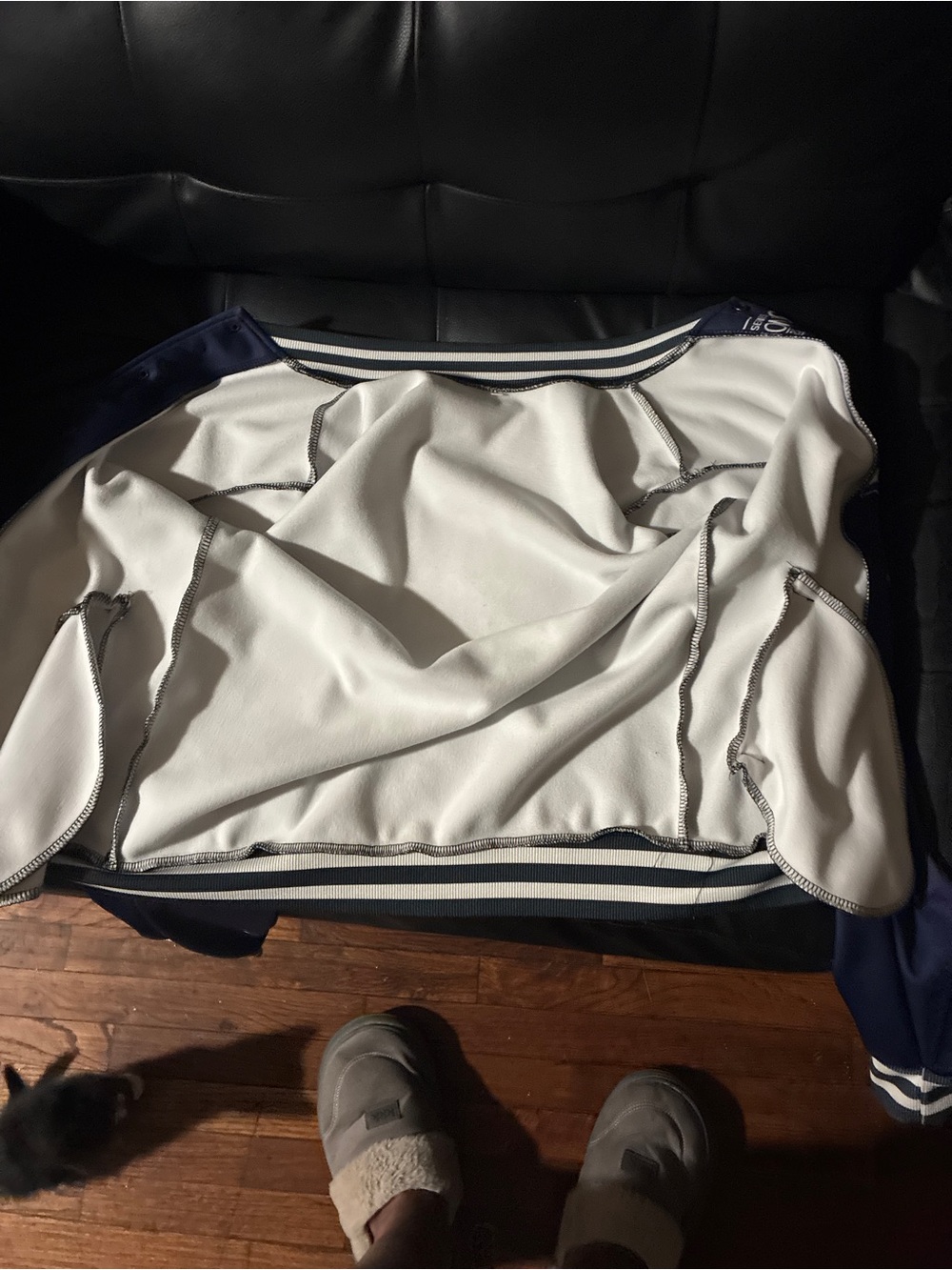 Navy and White Varsity Bomber Jacket - Classic Athletic Style